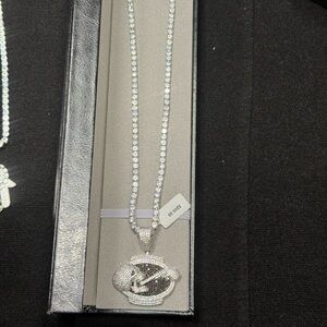 Iced Out Silver Necklace With Custom Pendant